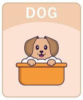 flashcard alfabeto con simpatico personaggio dei cartoni animati di cane. vettore