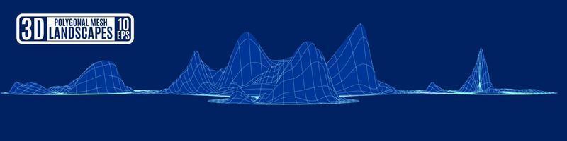 isolotto blu di montagne poligonali vettore