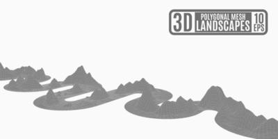 serpente grigio montagne poligonali su sfondo bianco vettore