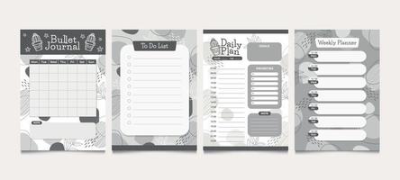 set di modelli di diario monocromatico vettore