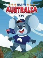 un koala celebra la festa nazionale australiana vettore