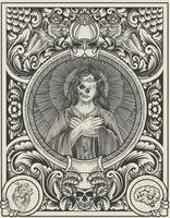 illustrazione teschio di santa maria con stile di incisione vettore