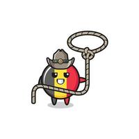 il cowboy della bandiera del Belgio con la corda del lazo vettore
