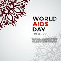 Modello di banner o carta della giornata mondiale dell'AIDS del 1 dicembre e sfondo con mandala vettore