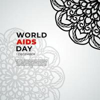 Modello di banner o carta della giornata mondiale dell'AIDS del 1 dicembre e sfondo con mandala vettore