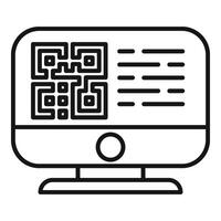 scansione qr codice icona schema vettore. accesso computer account vettore