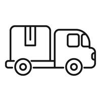 consegna camion pacco icona schema vettore. Acquista memorizzare mercato vettore