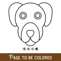 faccia di cane divertente da colorare, il libro da colorare per bambini in età prescolare con livello di gioco educativo facile, medio. vettore