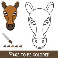 divertente faccia di cavallo da colorare, il libro da colorare per bambini in età prescolare con un livello di gioco educativo facile. vettore