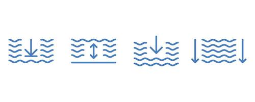 acqua profondità icona con frecce. acqua profondità linea schema icona. vettore illustrazione.