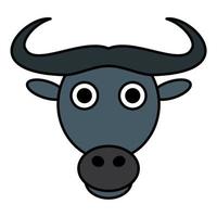 simpatico cartone animato buffalo face.vector illustration vettore