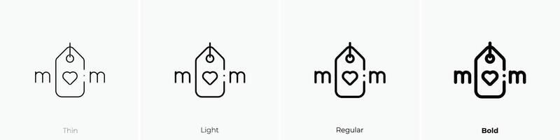 mamma icona. sottile, luce, regolare e grassetto stile design isolato su bianca sfondo vettore