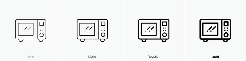 microonde icona. sottile, luce, regolare e grassetto stile design isolato su bianca sfondo vettore