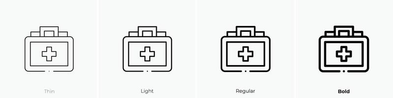 medico kit icona. sottile, luce, regolare e grassetto stile design isolato su bianca sfondo vettore
