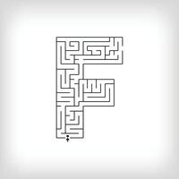 unico lineare lettera f labirinto puzzle. confuso gioco e educativo attività impostare. vettore