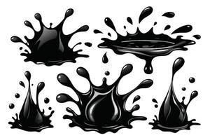 impostato di nero spruzzo acqua vettore nero impostato icona. fresco gocciolina isolato nero impostato icona. vettore illustrazione spruzzo acqua su bianca sfondo