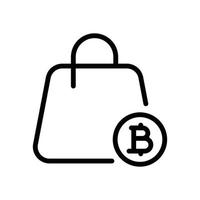 borsa bitcoin line icon vettore