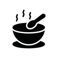 icona del glifo con zuppa calda vettore