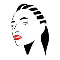 icona del logo del viso di donna su sfondo bianco vettore