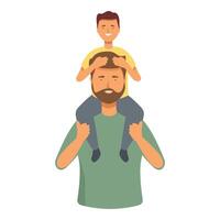 bambino su genitore le spalle icona cartone animato vettore. Sorridi carino persona vettore