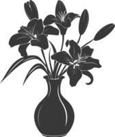 ai generato silhouette giglio fiore nel il vaso nero colore solo vettore