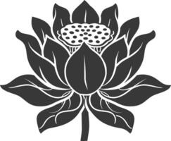 ai generato silhouette loto fiore nero colore solo vettore