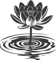 ai generato silhouette loto fiore nel il acqua nero colore solo vettore