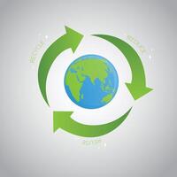 mondo terra giorno ambiente riciclare riutilizzo ridurre logo sfondo design vettore