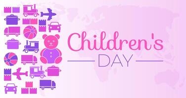 rosa figli di giorno sfondo illustrazione con giocattoli vettore