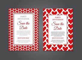 rosso invito design con cuori vettore