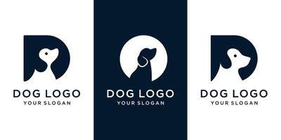 impostato di cane nel lettera d logo icona vettore design modello