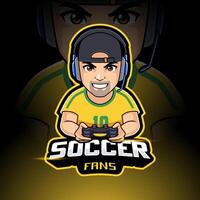 gamer calcio fan portafortuna esport gioco vettore logo illustrazione