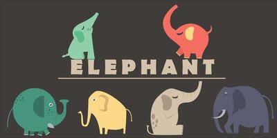 carino elefante cartone animato. carino animali con testo. cartone animato africano elefante, illustrazione di un' contento amichevole animale vettore