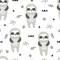 cartone animato sfondo animale per bambini modello senza cuciture con design disegnato a mano di stili per bambini bradipi, utilizzato per tessuti, tessuti, stampe di carta da parati decorative. illustrazione vettoriale