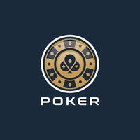 moderno poker logo design con stilizzato giocando carta tute - picche, cuori, diamanti, e club. ideale per un' gioco d'azzardo o gioco marca vettore