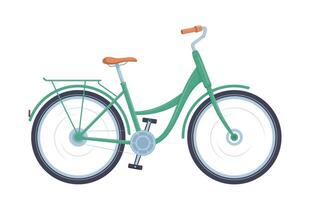 carino donne S verde bicicletta con un' Basso telaio. Vintage ▾ blu bicicletta. vettore illustrazione.