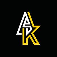 lettera ak moderno elegante illustrazione logo design modello, logo su nero lettera di sfondo ak moderno elegante illustrazione logo design modello, logo su nero sfondo vettore