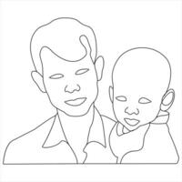 continuo singolo linea arte disegno di figlio e il suo padre concetto Il padre di giorno schema vettore illustrazione