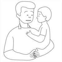 continuo singolo linea arte disegno di figlio e il suo padre concetto Il padre di giorno schema vettore illustrazione