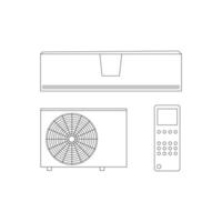 AC icona.aria condizionatore linea icona, schema vettore cartello, lineare pittogramma isolato su bianca.