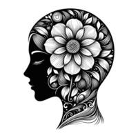 un' bellissimo vettore illustrazione di un' donna di testa silhouette con un' fiore inside.print
