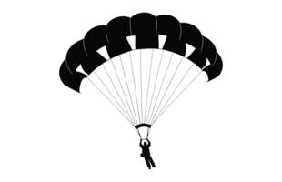 sciare paracadute volo a vela silhouette vettore, parapendio paracadute nero clipart isolato su un' bianca sfondo su un' bianca sfondo vettore