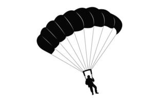 sciare paracadute volo a vela silhouette vettore, parapendio paracadute nero clipart isolato su un' bianca sfondo su un' bianca sfondo vettore