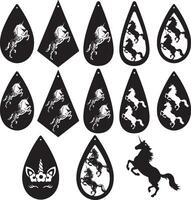 unicorno orecchini, cavallo orecchini, orecchino per Forgialuce, laser tagliare orecchino, vettore illustrazione file