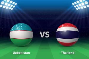 Uzbekistan vs Tailandia. tramortire palcoscenico Asia 2023, calcio punteggio vettore