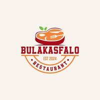 bulakasfalo carne delizioso ristorante logo design elemento vettore , adatto per attività commerciale carne ristorante bastone