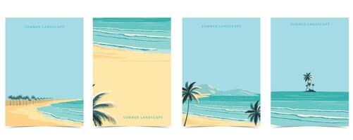 spiaggia sfondo con mare, sabbia, cielo.illustrazione vettore per a4 pagina design