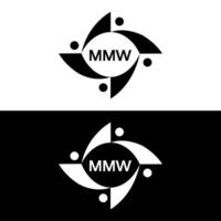 mmw logo. m m w design. bianca mmw lettera. mmw, m m w lettera logo design. iniziale lettera mmw lettera logo impostare, connesso cerchio maiuscolo monogramma logo. m m w lettera logo vettore design. professionista vettore