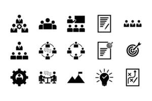 impostato di silhouette icona impostato sottosotto. icona vettore gestire, addestramento, squadra, progetto, dipendente, comando, lavoro di squadra, missione