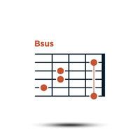 Bsus, di base chitarra accordo grafico icona vettore modello